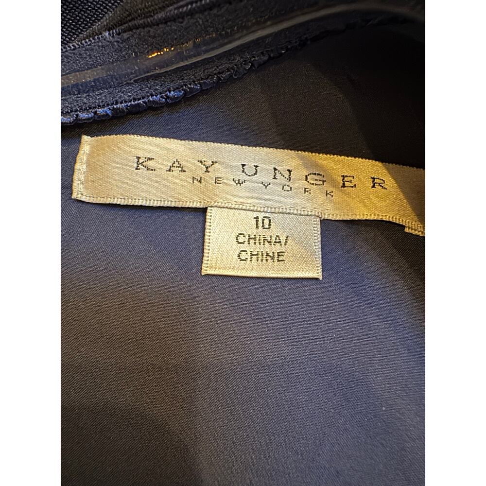 Kay Unger Tiara Floral One-Shoulder Gown - Navy/Emerald size 10 (NEW) - Picture 9 of 10